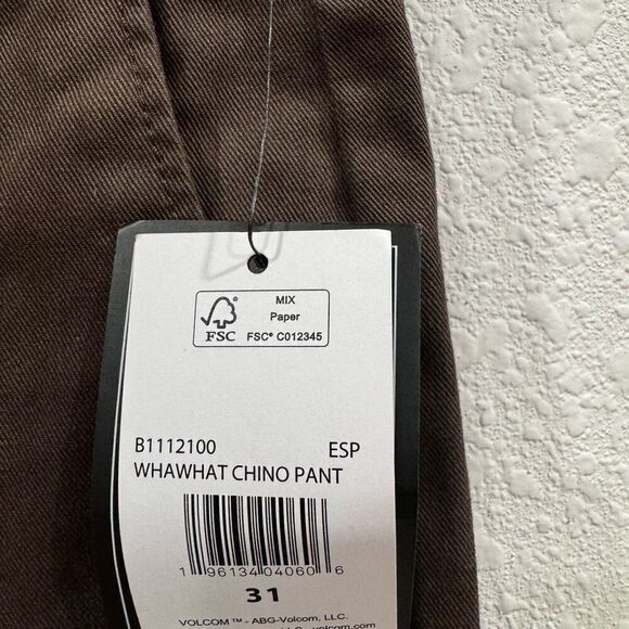 Volcom whawhat chino pants size 31 color espresso - Picture 4 of 10